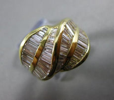 ANTIQUE WIDE 2.50CT BAGUETTE DIAMOND 18KT YELLOW GOLD COCKTAIL RING E/F #20143