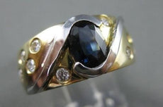 ESTATE 1.30CTW SAPPHIRE & DIAMOND 14K WHITE & YELLOW COCKTAIL RING SHARP! #14832