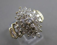 ESTATE WIDE 1.25CTW DIAMOND 14K WHITE & YELLOW GOLD CLUSTER COCKTAIL RING #21369