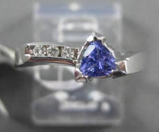 ESTATE .48CT DIAMOND & AAA TANZANITE 14KT WHITE GOLD TRILLION FUN COCKTAIL RING