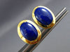 ESTATE LARGE AAA LAPIS 14KT YELLOW GOLD 3D CLASSIC OVAL CLIP ON EARRINGS #25816