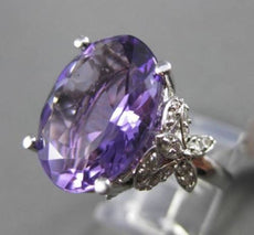ESTATE LARGE 7.73CTW DIAMOND & AAA AMETHYST 14KT WHITE 3D FLORAL COCKTAIL RING