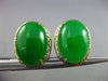 ANTIQUE LARGE CHALCEDONY 14KT YELLOW GOLD GREEK KEY OVAL CLIP ON EARRINGS #25341