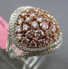 ESTATE LARGE 2.45CT PINK & WHITE DIAMOND 18KT 2 TONE GOLD MULTI SHAPE OVAL RING