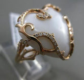 ESTATE LARGE .36CT DIAMOND & AGATE 14KT ROSE GOLD 3D HEART FILIGREE LOVE RING