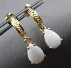 ANTIQUE 1.50CT AAA OVAL OPAL 14KT YELLOW GOLD FILIGREE HANGING EARRINGS #23456