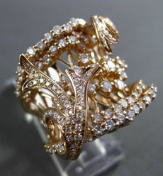 ESTATE LARGE 2.10CT ROUND DIAMOND 18K ROSE GOLD FILIGREE COCKTAIL RING BEAUTIFUL