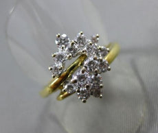 ESTATE LARGE .86CT DIAMOND 14KT WHITE & YELLOW GOLD CLUSTER COCKTAIL RING #19219