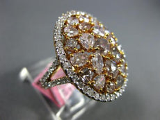 GIA EXTRA LARGE 4.61CT WHITE & PINK DIAMOND 18KT ROSE GOLD 3D OVAL COCKTAIL RING