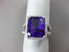 ESTATE LARGE 6.22CTW DIAMOND & AAA AMETHYST 14KT WHITE GOLD HALO ENGAGEMENT RING