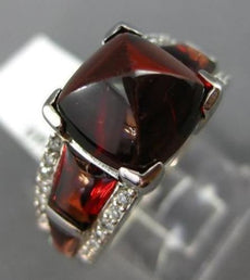 ESTATE 9.28CT DIAMOND & AAA GARNET 14K WHITE GOLD 3D PYRAMID COCKTAIL RING #2040