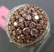 ESTATE LARGE 2.29CT PINK & WHITE DIAMOND 18KT 2 TONE GOLD MULTI SHAPE OVAL RING