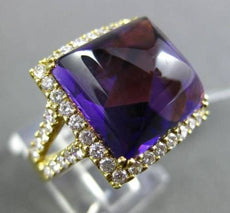 ANTIQUE LARGE 14.37CT DIAMOND & AAA AMETHYST 18KT YELLOW GOLD 3D COCKTAIL RING