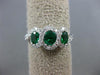 ESTATE 1.19CT DIAMOND & AAA EMERALD 18K WHITE GOLD 3D 3 STONE INFINITY LOVE RING