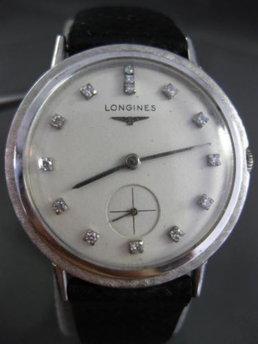 ANTIQUE LONGINES .45CT OLD MINE DIAMOND 14KT WHITE GOLD 3D ROUND