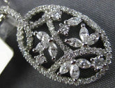 .76CT ROUND & MARQUISE DIAMOND 14KT WHITE GOLD FILIGREE OVAL LEAF FLOWER PENDANT