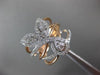 ESTATE LARGE .69CT DIAMOND 14KT WHITE & ROSE GOLD LEAF MULTI ROW FLOWER FUN RING