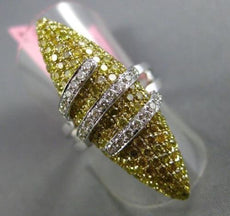ESTATE EXTRA LARGE 3.30CT DIAMOND 18K WHITE & YELLOW GOLD MARQUISE COCKTAIL RING