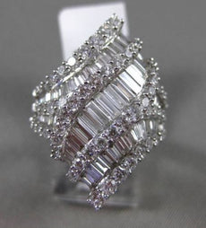 ESTATE MASSIVE 3.34CT BAGUETTE & ROUND DIAMOND 18KT WHITE GOLD 3D COCKTAIL RING