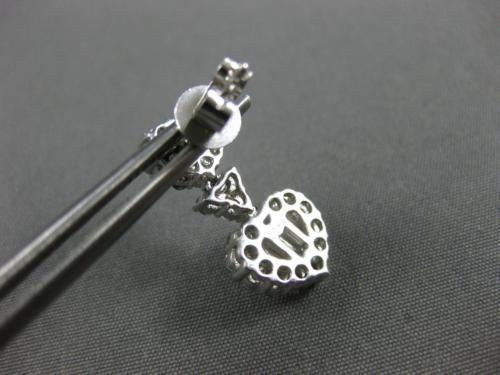 ESTATE 1.74CT ROUND & BAGUETTE DIAMOND 18KT WHITE GOLD 3D DOUBLE HEART EARRINGS