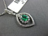 .70CT DIAMOND & AAA EMERALD 18K WHITE GOLD 3D DOUBLE HALO MARQUISE SHAPE PENDANT
