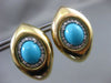 ESTATE EXTRA LARGE .45CT DIAMOND & TURQUOISE 14K YELLOW GOLD 3D HANGING EARRINGS