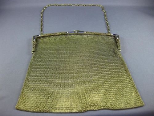 Tiffany & Co. Gold Lame Fabric Evening Purse with 14k Gold Trim