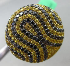 ESTATE MASSIVE 4.19CT BLACK DIAMOND & YELLOW SAPPHIRE 18KT YELLOW GOLD FUN RING