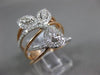 ESTATE LARGE .69CT DIAMOND 14KT WHITE & ROSE GOLD LEAF MULTI ROW FLOWER FUN RING