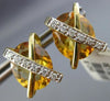 ESTATE LARGE 11.45CT DIAMOND & AAA CITRINE 14KT YELLOW GOLD X OVAL STUD EARRINGS