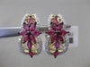 ESTATE 1.94CT DIAMOND & AAA RUBY 14KT YELLOW GOLD 3D FLORAL HANGING EARRINGS
