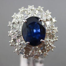 ESTATE LARGE 6.06CT DIAMOND & SAPPHIRE 18KT WHITE GOLD MULTI HALO COCKTAIL RING
