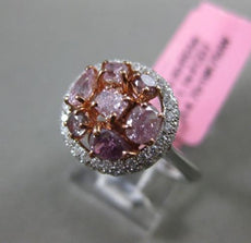 ESTATE 1.44CT MULTI COLOR DIAMOND 18KT GOLD CIRCULAR HALO FILIGREE CLUSTER RING