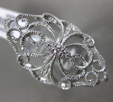 ESTATE LARGE .26CT DIAMOND 14KT WHITE GOLD OPEN FILIGREE MILGRAIN COCKTAIL RING