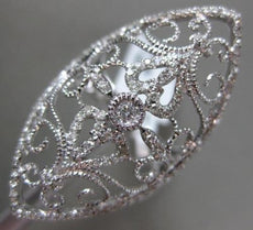ESTATE .96CT DIAMOND 14KT WHITE GOLD 3D OPEN FILIGREE DOUBLE HEART COCKTAIL RING