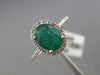 ESTATE 1.31CT DIAMOND & AAA EMERALD 14KT WHITE 3D GOLD OVAL HALO ENGAGEMENT RING