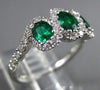 ESTATE 1.19CT DIAMOND & AAA EMERALD 18K WHITE GOLD 3D 3 STONE INFINITY LOVE RING