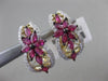ESTATE 1.94CT DIAMOND & AAA RUBY 14KT YELLOW GOLD 3D FLORAL HANGING EARRINGS