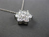 ESTATE LARGE 1.50CT DIAMOND 14K WHITE GOLD 3D FLOWER STAR FLOATING PENDANT CHAIN