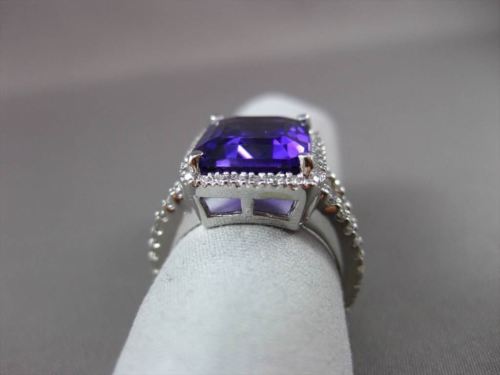 ESTATE LARGE 6.22CTW DIAMOND & AAA AMETHYST 14KT WHITE GOLD HALO ENGAGEMENT RING