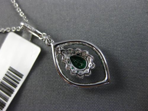 .70CT DIAMOND & AAA EMERALD 18K WHITE GOLD 3D DOUBLE HALO MARQUISE SHAPE PENDANT