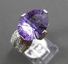 ESTATE LARGE 5.40CT DIAMOND & AAA LIGHT AMETHYST 14K WHITE GOLD 3D COCKTAIL RING