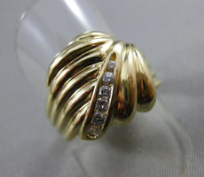 ESTATE LARGE .24CT ROUND DIAMOND 14KT YELLOW GOLD LEAF WAVE COCKTAIL RING #17268