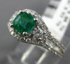 ESTATE 1.22CT DIAMOND & AAA EMERALD 14KT WHITE GOLD HALO SQUARE ENGAGEMENT RING
