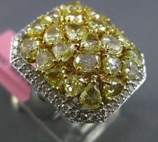 ESTATE MASSIVE 5.43CT WHITE FANCY YELLOW DIAMOND 18KT GOLD OCTAGON COCKTAIL RING