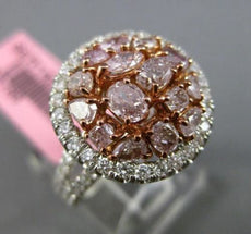 ESTATE 2.36CT PINK & WHITE DIAMOND 18KT 2 TONE GOLD 3D MULTI SHAPE FILIGREE RING