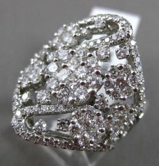 ESTATE MASSIVE 2.55CT DIAMOND 18K WHITE GOLD MULTI FLOWER FILIGREE COCKTAIL RING