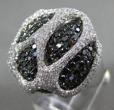 LARGE 2.67CT WHITE & BLACK DIAMOND 14KT WHITE GOLD PAVE TEAR DROP COCKTAIL RING