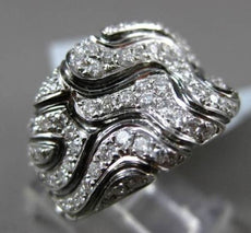 ESTATE WIDE 1.20CT DIAMOND 18KT BLACK & WHITE GOLD 3D FILIGREE COCKTAIL FUN RING