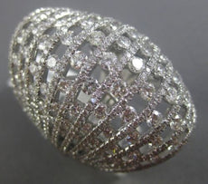 ESTATE MASSIVE 6.82CT DIAMOND 18KT WHITE GOLD ETOILE MULTI ROW COCKTAIL RING E/F